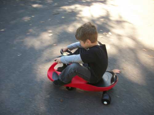 Jacob having a blast riding his PlasmaCar!