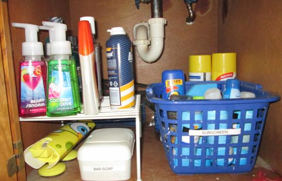 Organize your beauty supplies using baskets