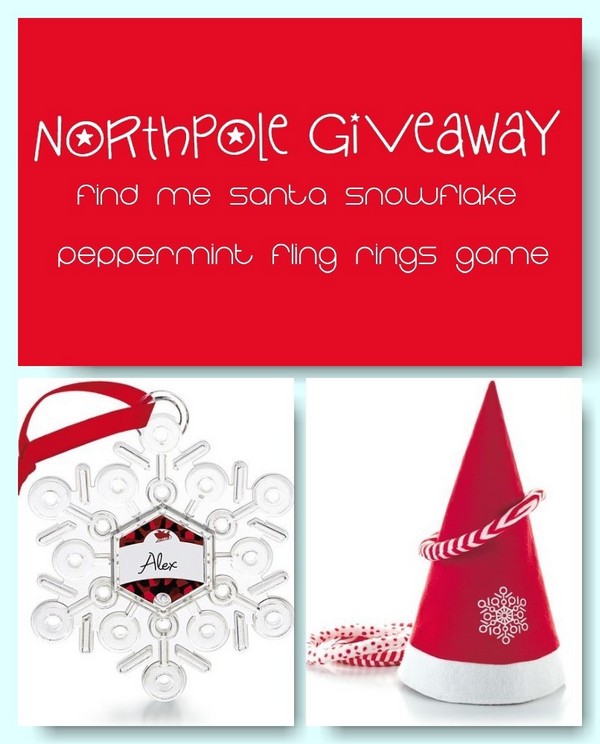 Enter for a chance to win the Find Me Santa! Snowflake I reviewed  AND another cool Northpole movie goodie: the Peppermint Fling Rings Game!