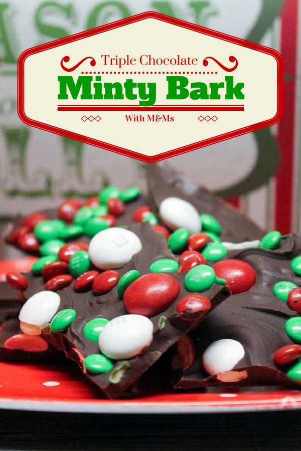 Make this delicious Triple Chocolate Minty Bark recipe with White Chocolate Peppermint M&Ms. Keep some for yourself and give some away! Makes a fabulous handmade gift idea!