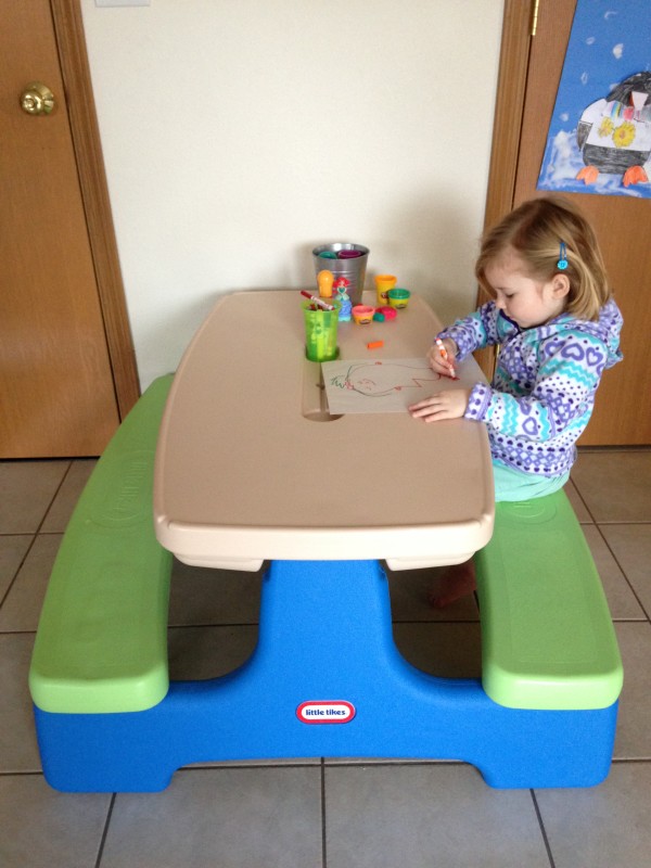 Little Tikes Easy Store Picnic Table for Indoor & Outdoor Fun