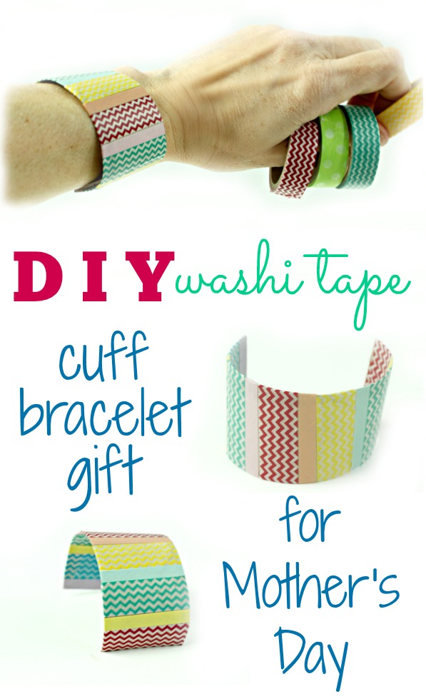 DIY washi tape cuff bracelet gift for mother's day craft tutorial  (1)