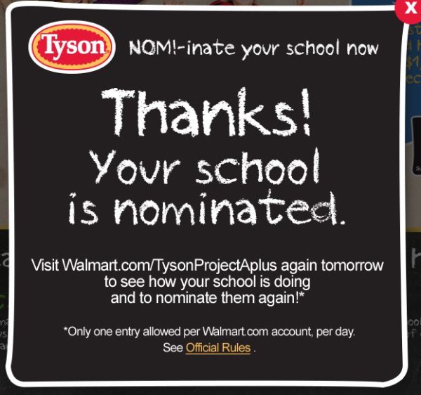 Nominate Your Amazing School for Tyson Project A+™ at Walmart!