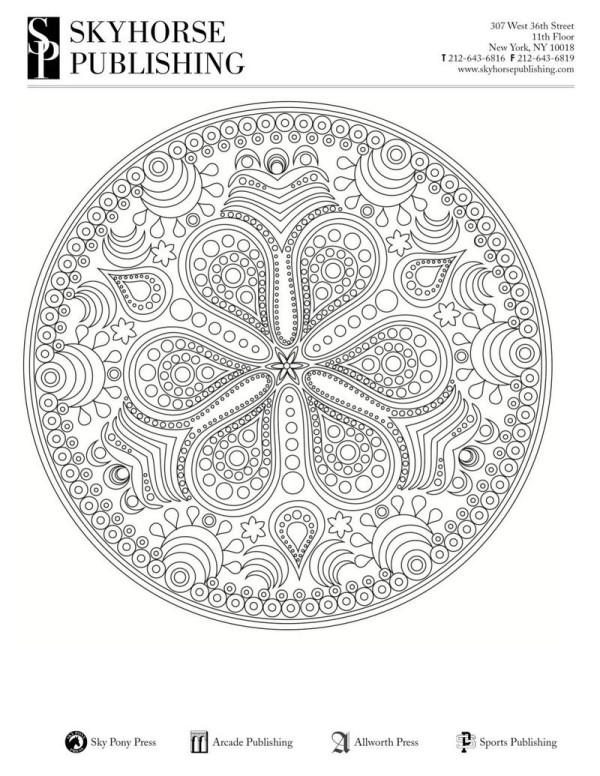 Grab five free printable adult coloring pages from Skyhorse Coloring Books