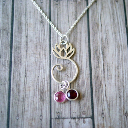 simpli stamped lotus_birthstone_necklace