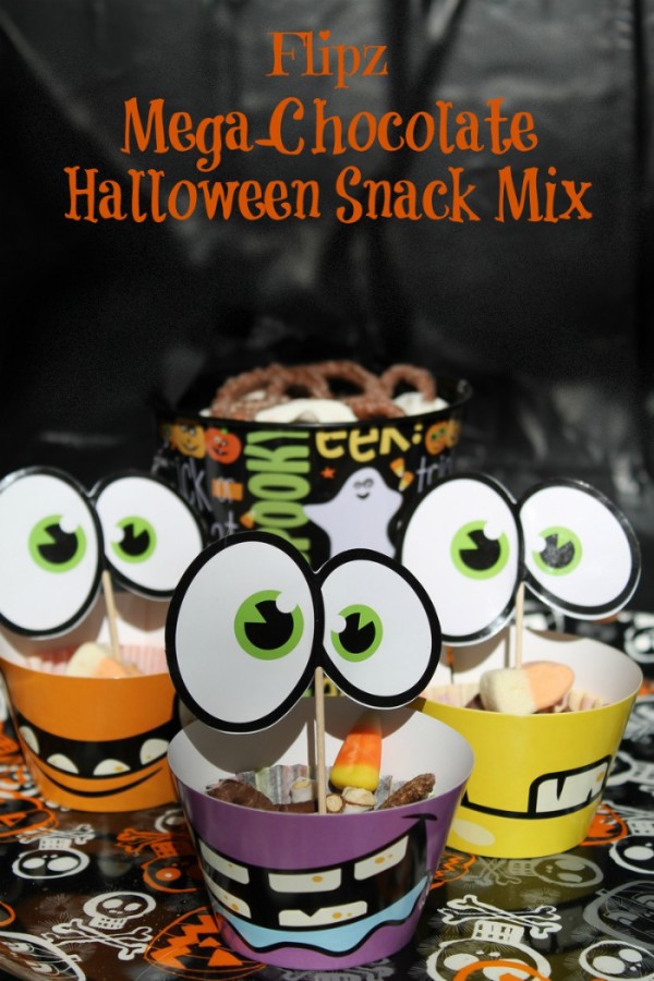 You'll flip for this easy Flipz Mega-Chocolate Halloween Snack Mix! Perfect for parties when you don't have time (or energy) to bake dozens of cupcakes!