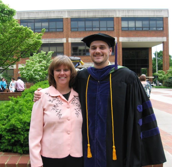 My mom with my brother the day he graduated from law school. 