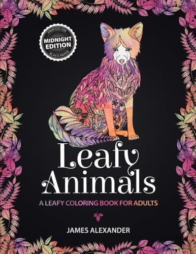 9 Stunning Adult Coloring Books With Animals You'll Love: Leafy Animals Midnight Edition