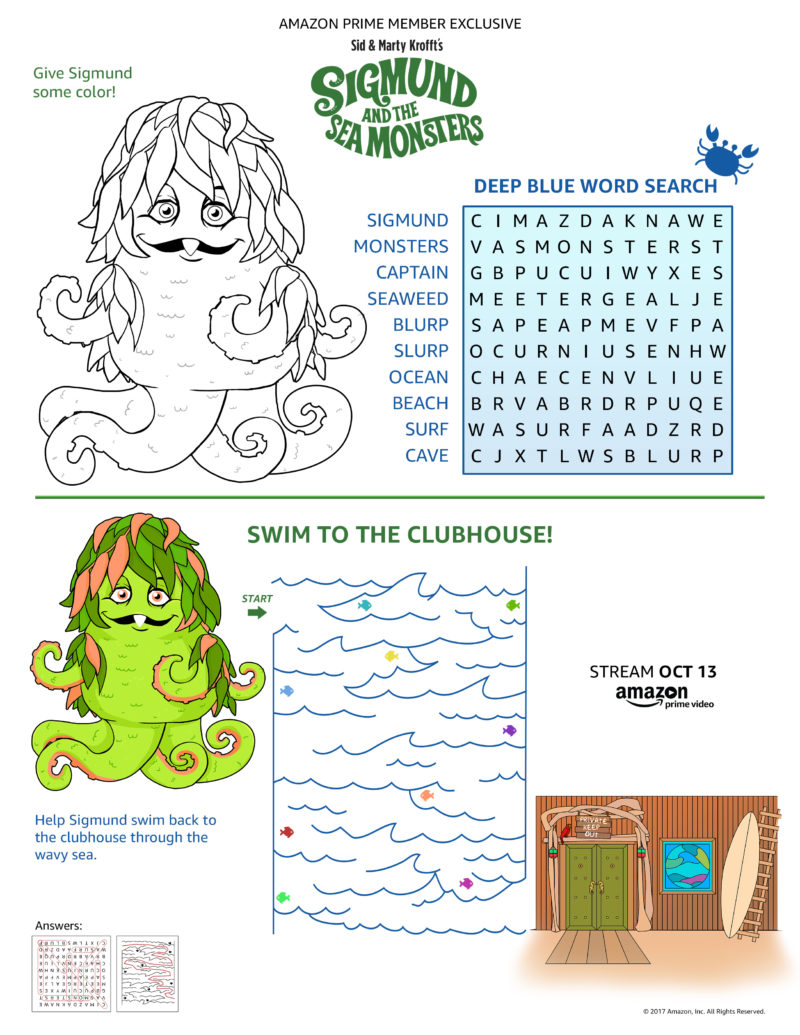 Grab these Free Sigmund and the Sea Monsters Activity Sheets & Watch it On Amazon Prime!