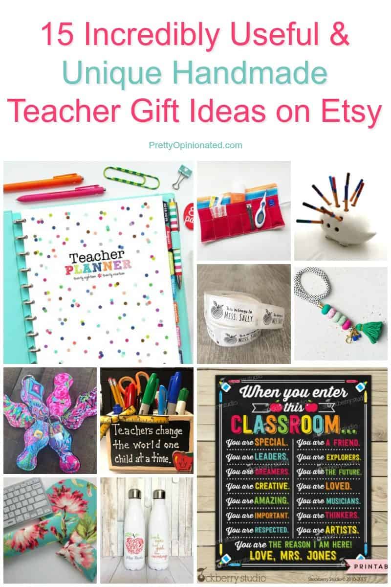 I love buying from Etsy! I can give handmade without actually making it myself, which is great since I have the crafting talent of a puppy! Check out these 25 fabulous & useful handmade teacher gift ideas that I love!