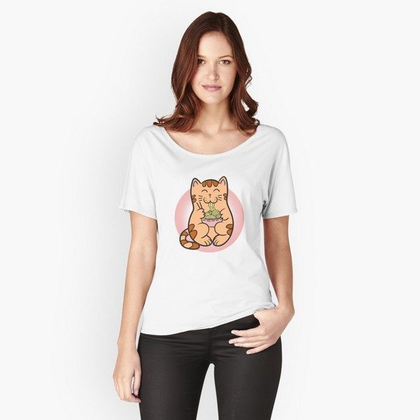 Kawaii Ramen-Eating cat shirt, perfect for anime lovers