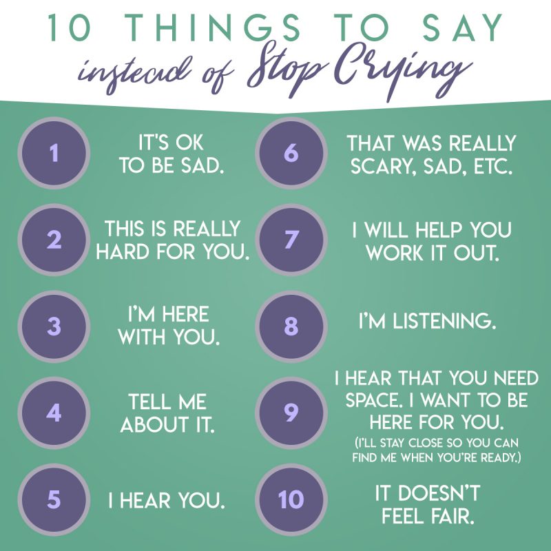 10 things to say to a child instead of "stop crying."