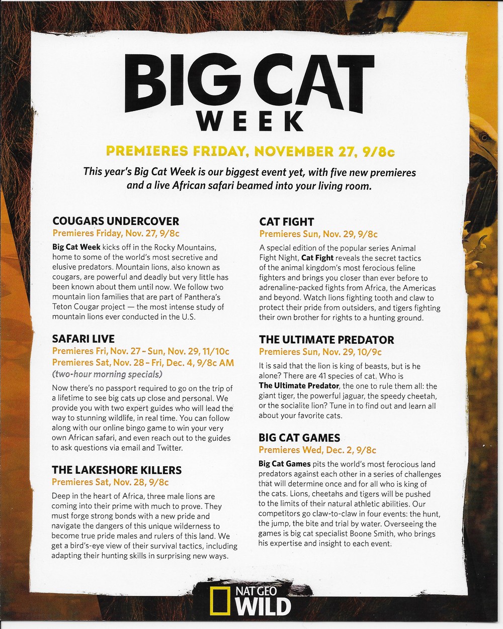 Celebrate 10 Days Of Wildness With Nat Geo WILD's Thanksgiving Lineup ...