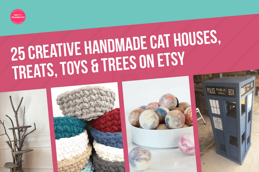 25 Cute & Creative Handmade Cat Houses, Trees, Toys & Treats Found on Etsy