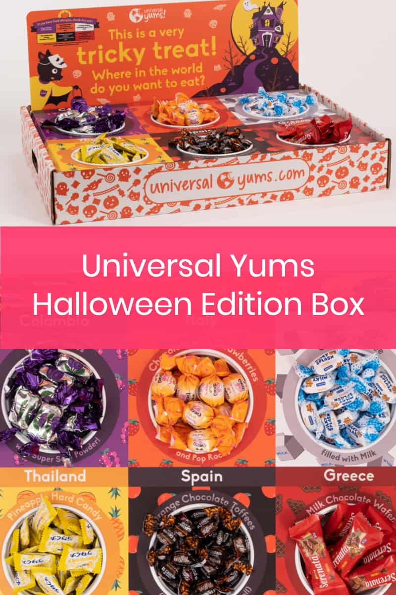 Forget the standard-issue variety bag of chocolate bars for trick or treaters and go global instead with the Universal Yums Limited Edition Halloween box! YUM!