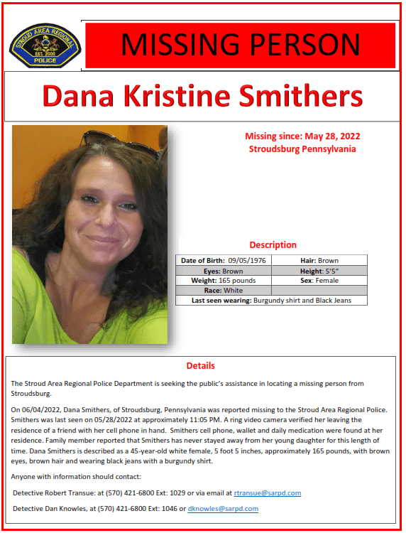 Missing Person official poster for Dana Smithers